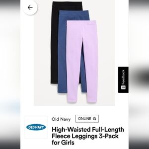 Old Navy High-Waisted Full-Length Leggings 3-Pack for Girls Size  Medium (8)
